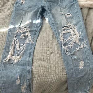 Just Black Blue Boyfriend Jeans Distressed Style
